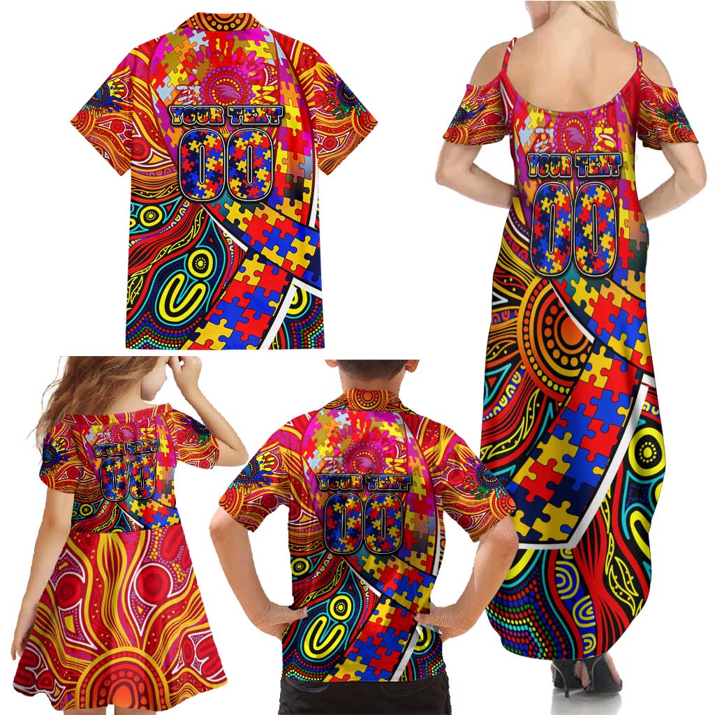 Autism Awareness Australia Adelaide Crows Family Matching Summer Maxi Dress and Hawaiian Shirt Aboriginal Indigenous Art