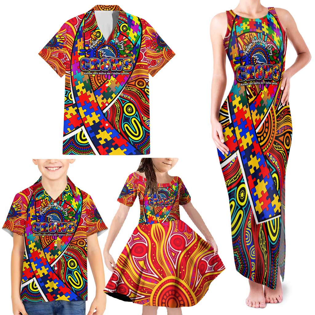 Autism Awareness Australia Adelaide Crows Family Matching Tank Maxi Dress and Hawaiian Shirt Aboriginal Indigenous Art