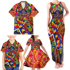Autism Awareness Australia Adelaide Crows Family Matching Tank Maxi Dress and Hawaiian Shirt Aboriginal Indigenous Art