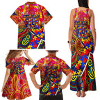 Autism Awareness Australia Adelaide Crows Family Matching Tank Maxi Dress and Hawaiian Shirt Aboriginal Indigenous Art
