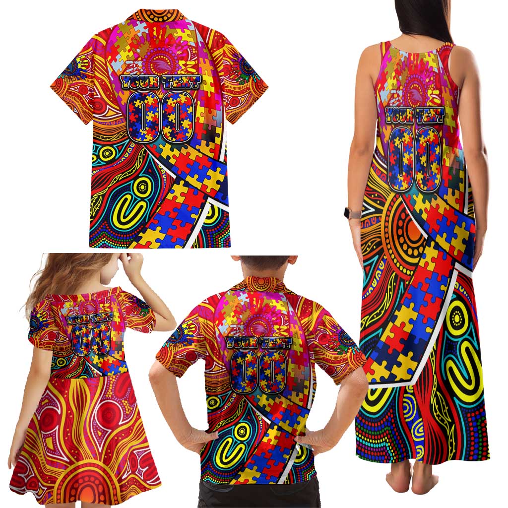 Autism Awareness Australia Adelaide Crows Family Matching Tank Maxi Dress and Hawaiian Shirt Aboriginal Indigenous Art
