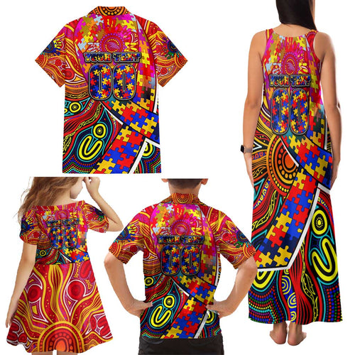Autism Awareness Australia Adelaide Crows Family Matching Tank Maxi Dress and Hawaiian Shirt Aboriginal Indigenous Art