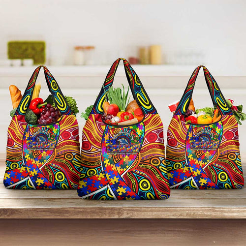 Autism Awareness Australia Adelaide Crows Grocery Bag Aboriginal Indigenous Art