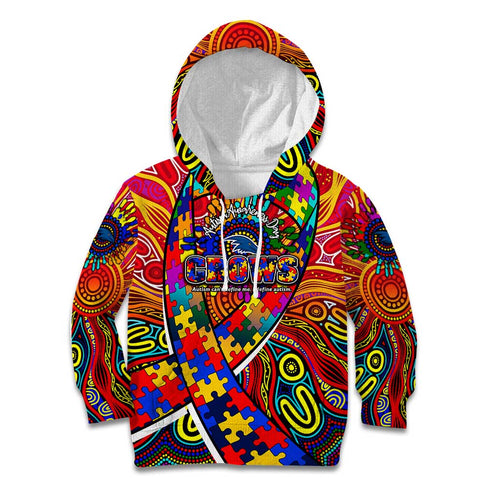 Autism Awareness Australia Adelaide Crows Kid Hoodie Aboriginal Indigenous Art