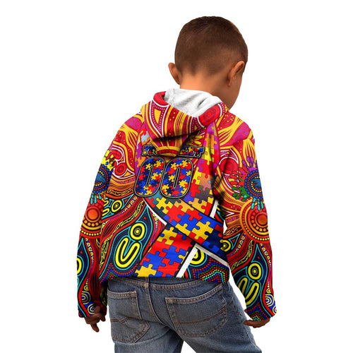 Autism Awareness Australia Adelaide Crows Kid Hoodie Aboriginal Indigenous Art