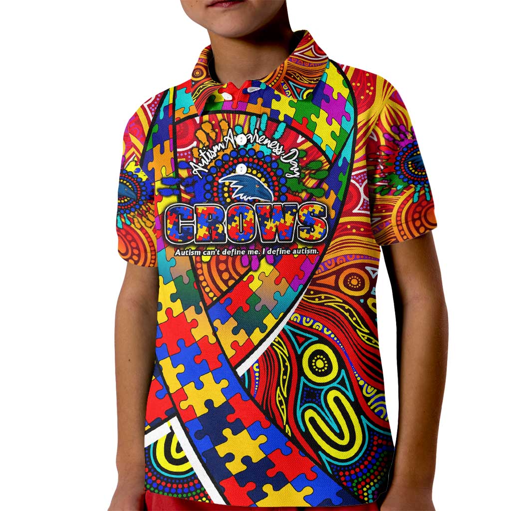 Autism Awareness Australia Adelaide Crows Kid Polo Shirt Aboriginal Indigenous Art