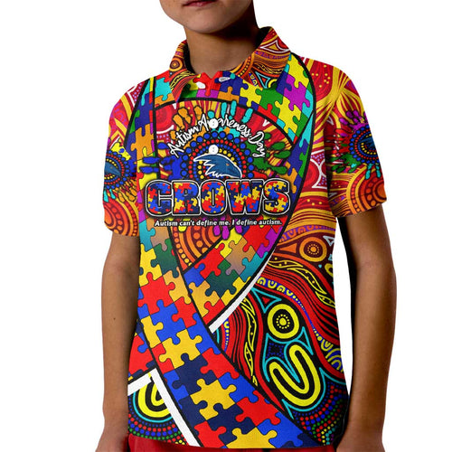 Autism Awareness Australia Adelaide Crows Kid Polo Shirt Aboriginal Indigenous Art