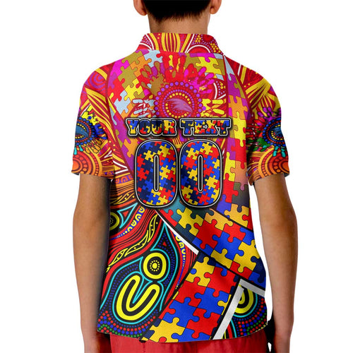 Autism Awareness Australia Adelaide Crows Kid Polo Shirt Aboriginal Indigenous Art
