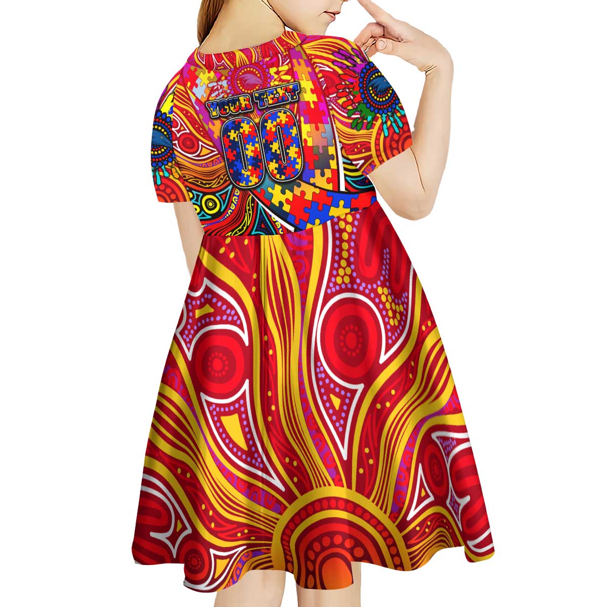 Autism Awareness Australia Adelaide Crows Kid Short Sleeve Dress Aboriginal Indigenous Art
