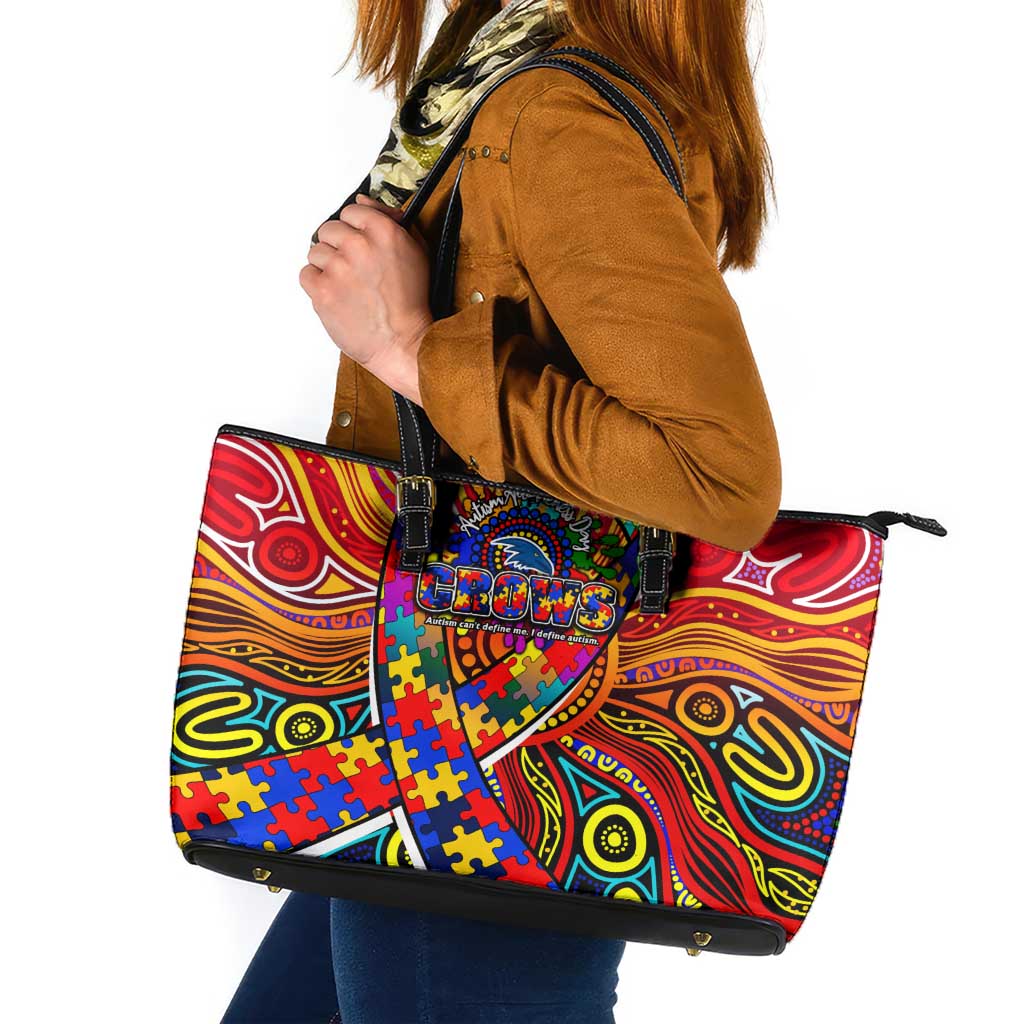 Autism Awareness Australia Adelaide Crows Leather Tote Bag Aboriginal Indigenous Art