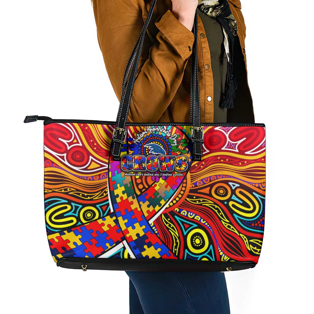 Autism Awareness Australia Adelaide Crows Leather Tote Bag Aboriginal Indigenous Art