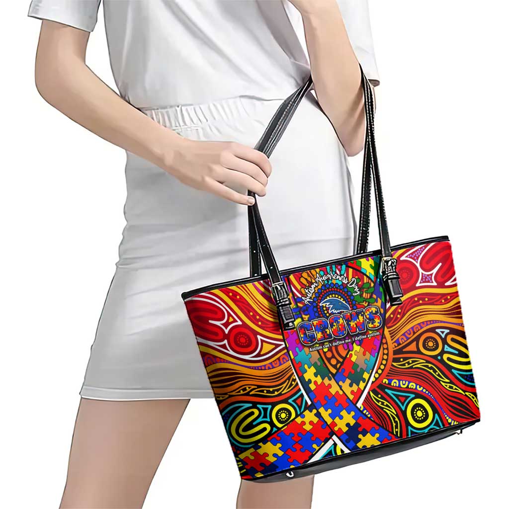 Autism Awareness Australia Adelaide Crows Leather Tote Bag Aboriginal Indigenous Art