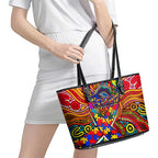 Autism Awareness Australia Adelaide Crows Leather Tote Bag Aboriginal Indigenous Art