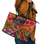 Autism Awareness Australia Adelaide Crows Leather Tote Bag Aboriginal Indigenous Art
