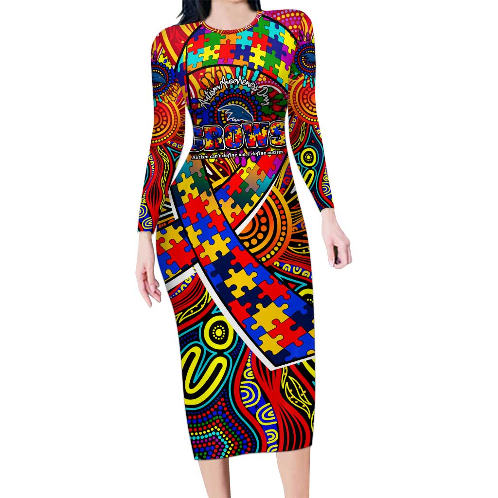 Autism Awareness Australia Adelaide Crows Long Sleeve Bodycon Dress Aboriginal Indigenous Art