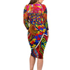 Autism Awareness Australia Adelaide Crows Long Sleeve Bodycon Dress Aboriginal Indigenous Art