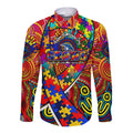Autism Awareness Australia Adelaide Crows Long Sleeve Button Shirt Aboriginal Indigenous Art