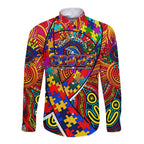 Autism Awareness Australia Adelaide Crows Long Sleeve Button Shirt Aboriginal Indigenous Art
