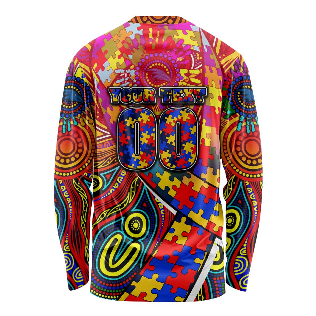 Autism Awareness Australia Adelaide Crows Long Sleeve Shirt Aboriginal Indigenous Art