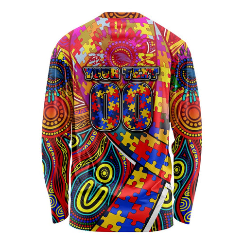 Autism Awareness Australia Adelaide Crows Long Sleeve Shirt Aboriginal Indigenous Art