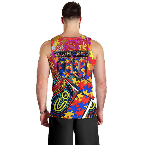 Autism Awareness Australia Adelaide Crows Men Tank Top Aboriginal Indigenous Art