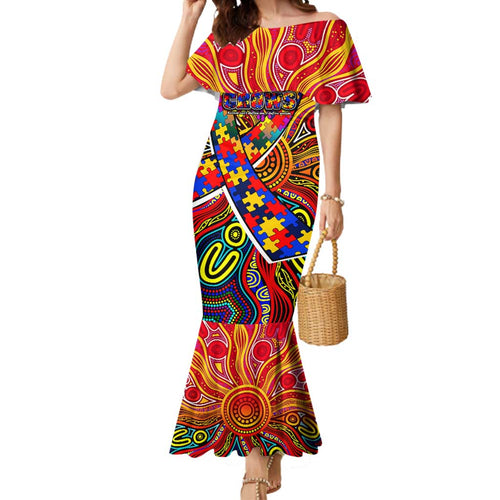 Autism Awareness Australia Adelaide Crows Mermaid Dress Aboriginal Indigenous Art
