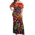Autism Awareness Australia Adelaide Crows Off Shoulder Maxi Dress Aboriginal Indigenous Art
