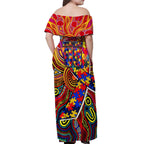 Autism Awareness Australia Adelaide Crows Off Shoulder Maxi Dress Aboriginal Indigenous Art