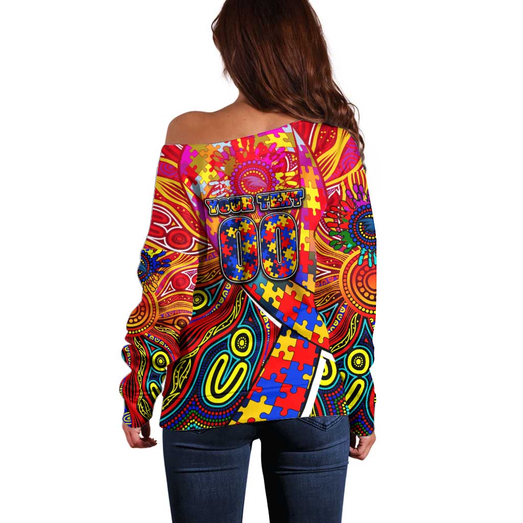 Autism Awareness Australia Adelaide Crows Off Shoulder Sweater Aboriginal Indigenous Art