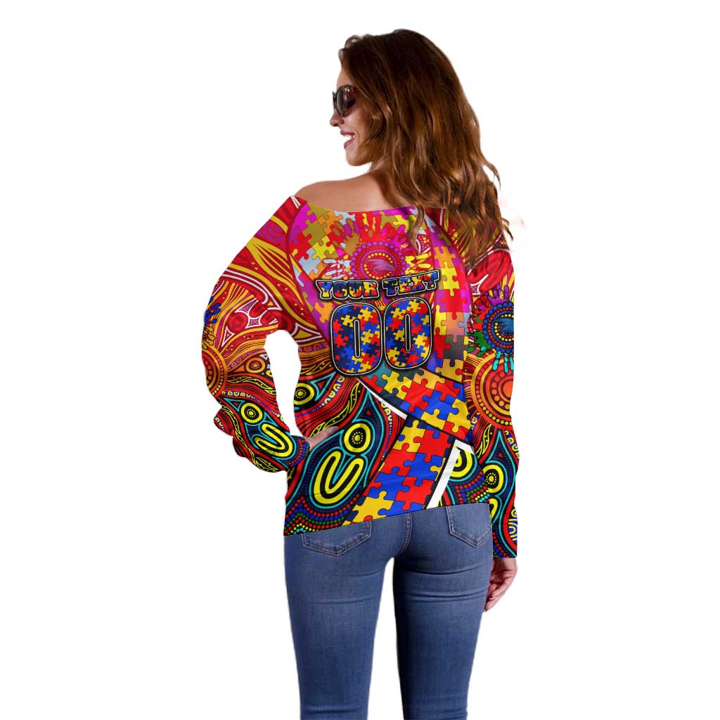 Autism Awareness Australia Adelaide Crows Off Shoulder Sweater Aboriginal Indigenous Art