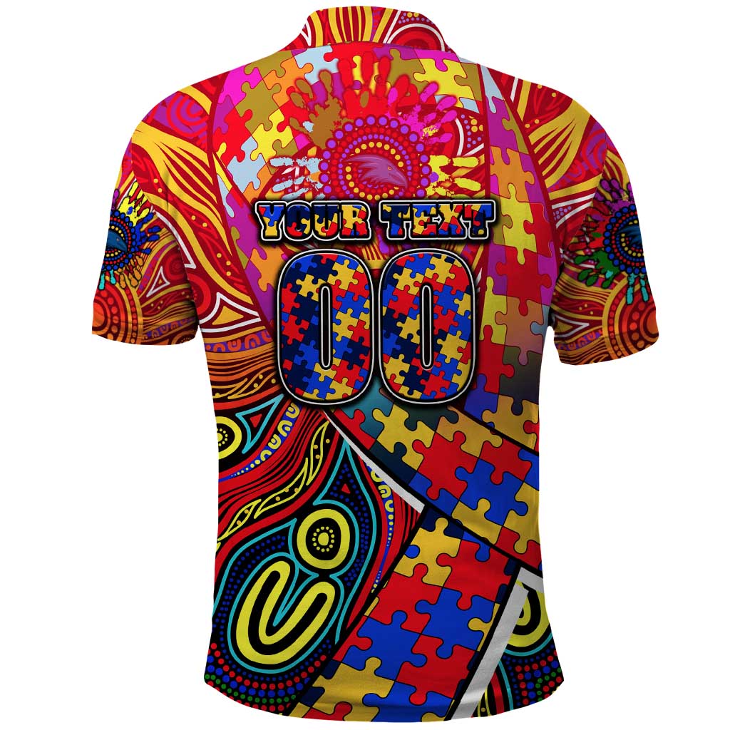 Autism Awareness Australia Adelaide Crows Polo Shirt Aboriginal Indigenous Art