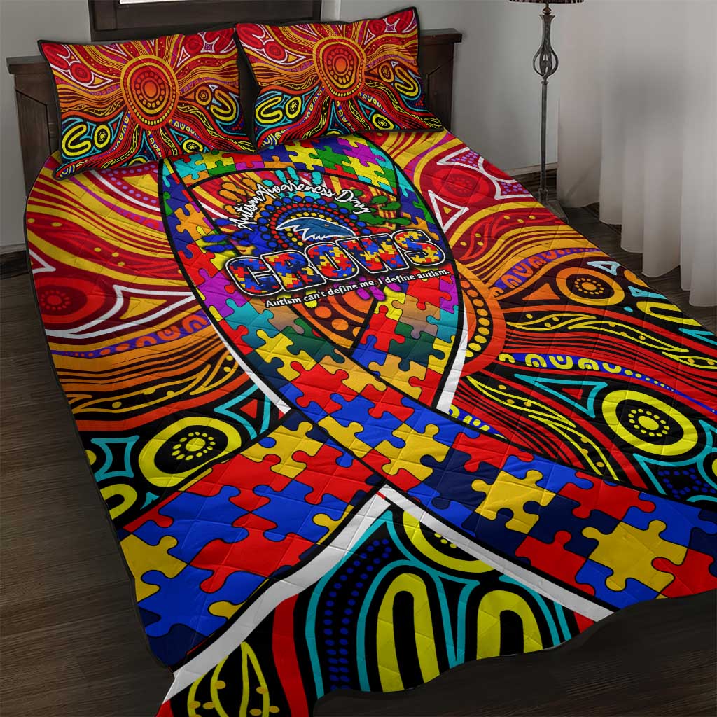 Autism Awareness Australia Adelaide Crows Quilt Bed Set Aboriginal Indigenous Art