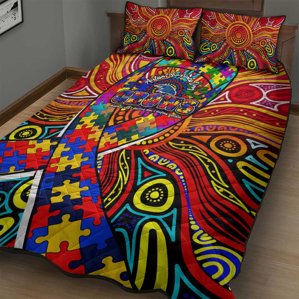 Autism Awareness Australia Adelaide Crows Quilt Bed Set Aboriginal Indigenous Art