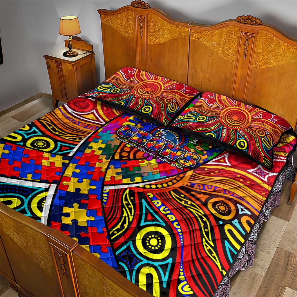 Autism Awareness Australia Adelaide Crows Quilt Bed Set Aboriginal Indigenous Art