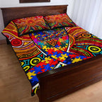 Autism Awareness Australia Adelaide Crows Quilt Bed Set Aboriginal Indigenous Art