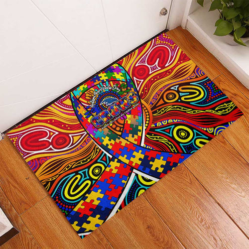 Autism Awareness Australia Adelaide Crows Rubber Doormat Aboriginal Indigenous Art