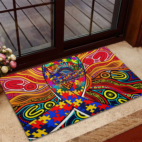 Autism Awareness Australia Adelaide Crows Rubber Doormat Aboriginal Indigenous Art
