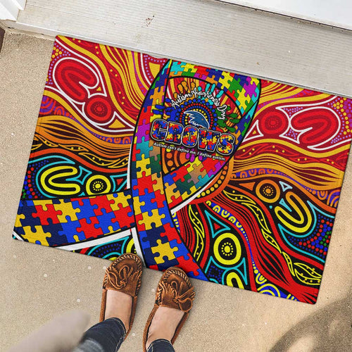 Autism Awareness Australia Adelaide Crows Rubber Doormat Aboriginal Indigenous Art