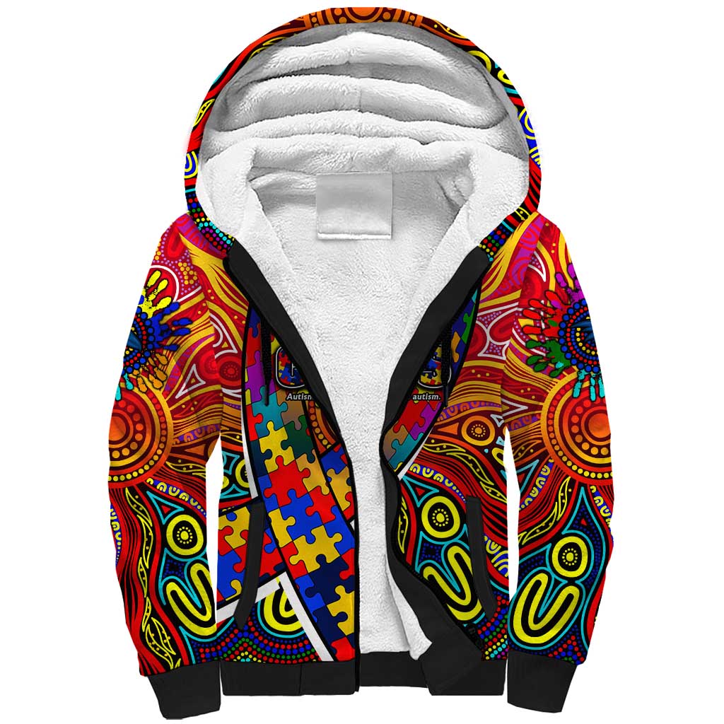 Autism Awareness Australia Adelaide Crows Sherpa Hoodie Aboriginal Indigenous Art