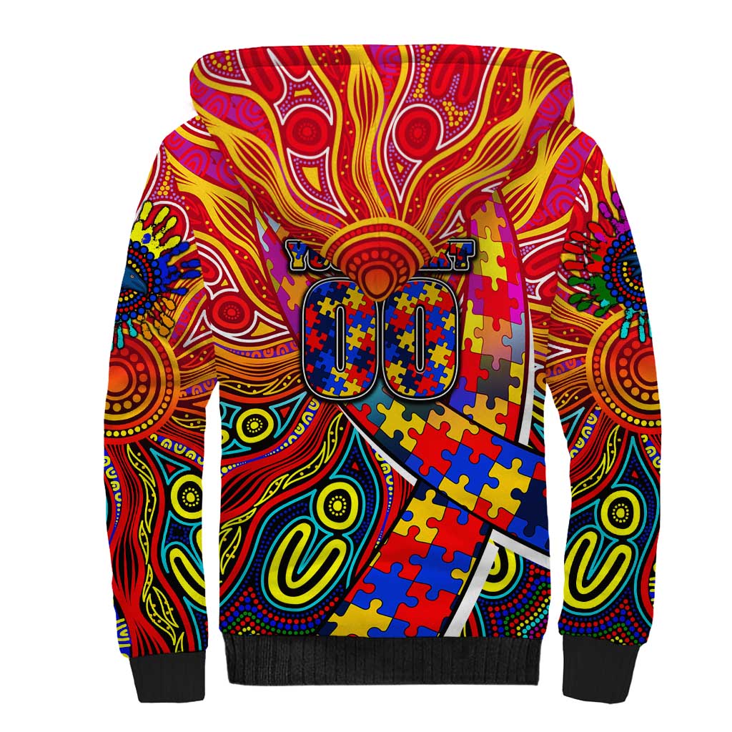Autism Awareness Australia Adelaide Crows Sherpa Hoodie Aboriginal Indigenous Art