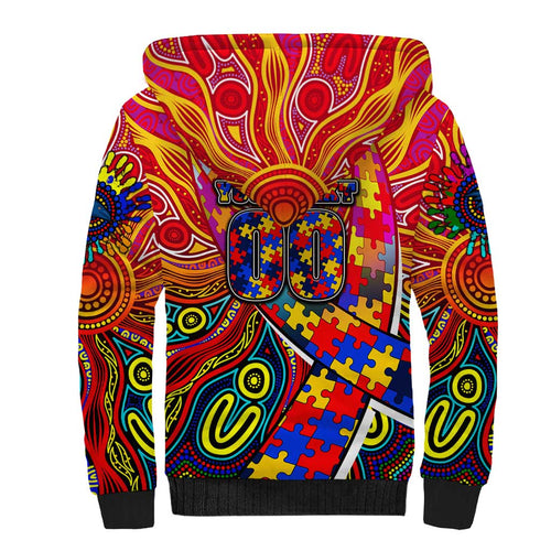 Autism Awareness Australia Adelaide Crows Sherpa Hoodie Aboriginal Indigenous Art
