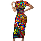 Autism Awareness Australia Adelaide Crows Short Sleeve Bodycon Dress Aboriginal Indigenous Art