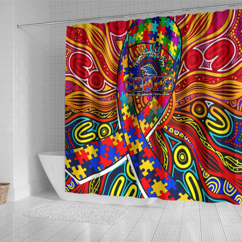 Autism Awareness Australia Adelaide Crows Shower Curtain Aboriginal Indigenous Art