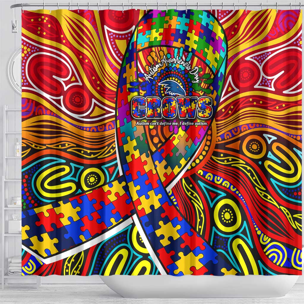 Autism Awareness Australia Adelaide Crows Shower Curtain Aboriginal Indigenous Art