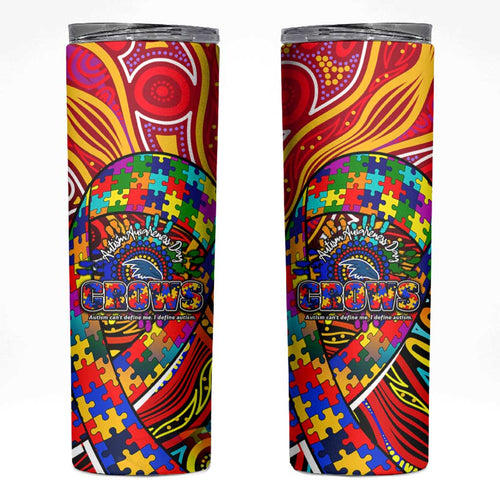 Autism Awareness Australia Adelaide Crows Skinny Tumbler Aboriginal Indigenous Art
