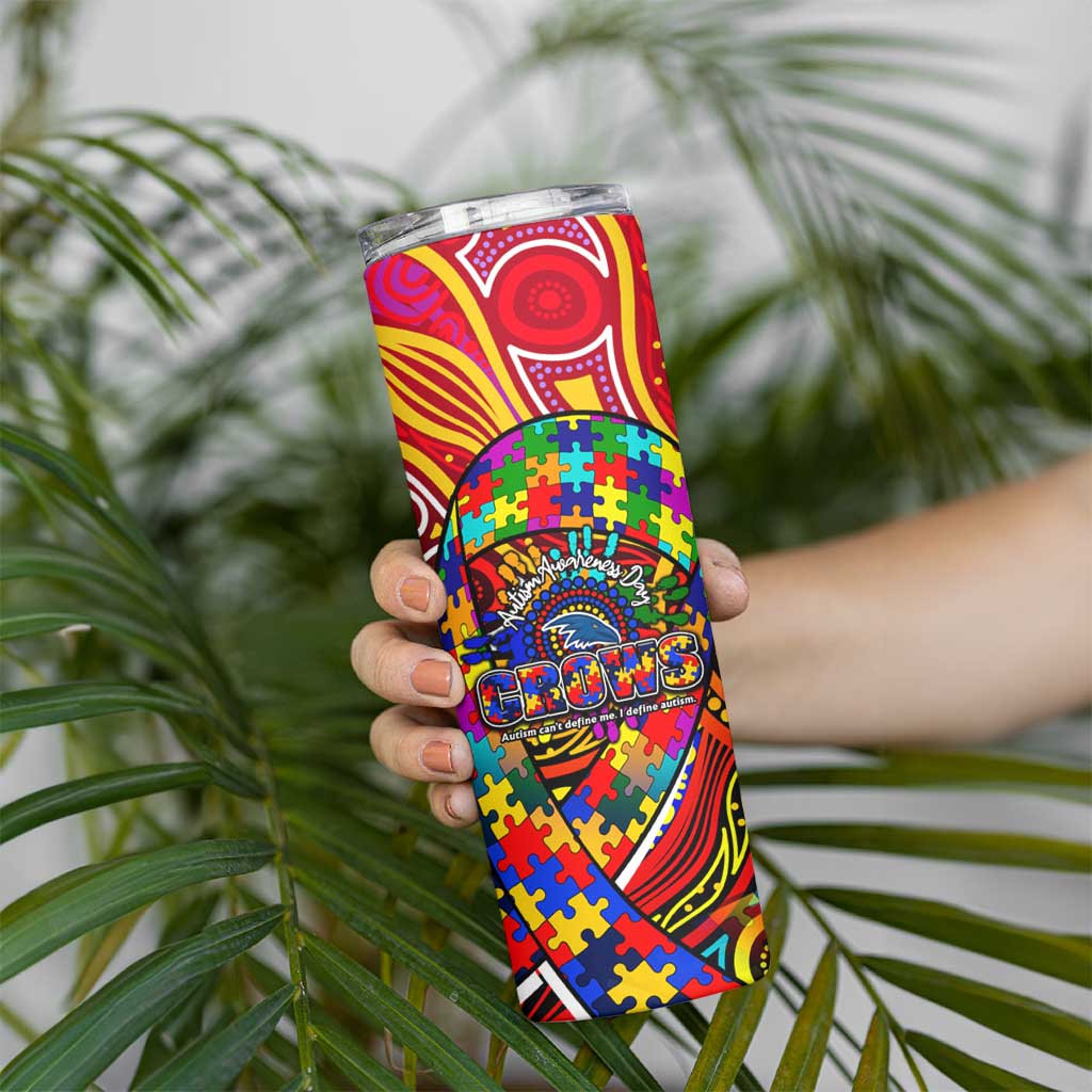 Autism Awareness Australia Adelaide Crows Skinny Tumbler Aboriginal Indigenous Art