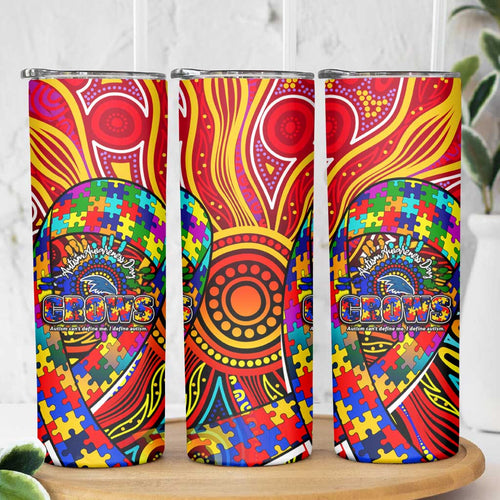 Autism Awareness Australia Adelaide Crows Skinny Tumbler Aboriginal Indigenous Art