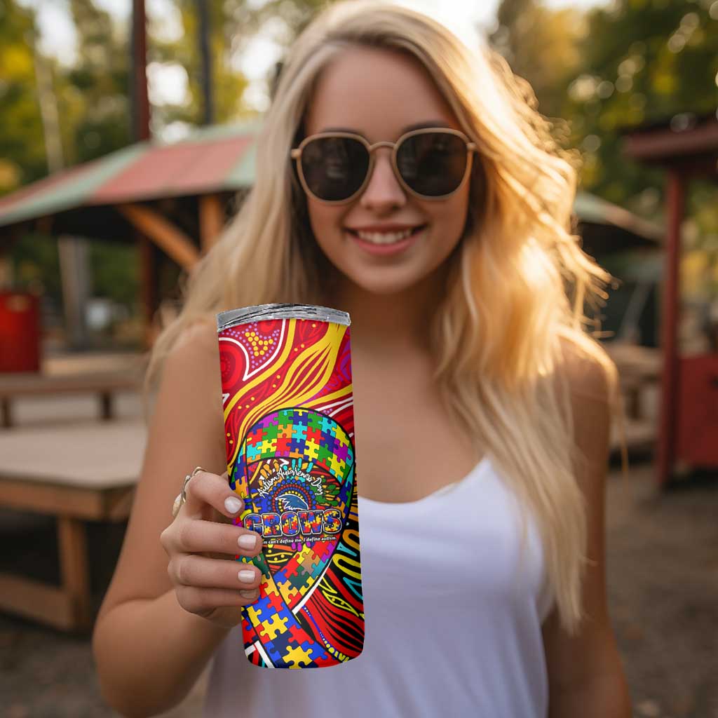 Autism Awareness Australia Adelaide Crows Skinny Tumbler Aboriginal Indigenous Art
