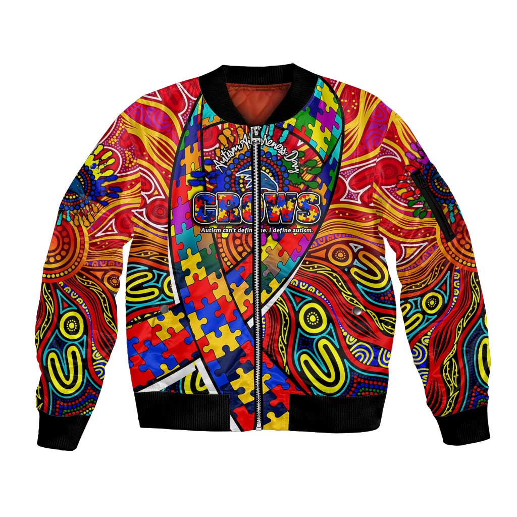 Autism Awareness Australia Adelaide Crows Sleeve Zip Bomber Jacket Aboriginal Indigenous Art