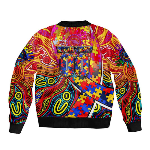 Autism Awareness Australia Adelaide Crows Sleeve Zip Bomber Jacket Aboriginal Indigenous Art